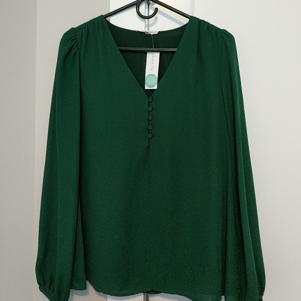 NWT 41 Hawthorn green lined long sleeve blouse, S
